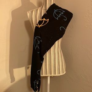 Tall and Curvy Raindrops and Umbrellas black blue yellow